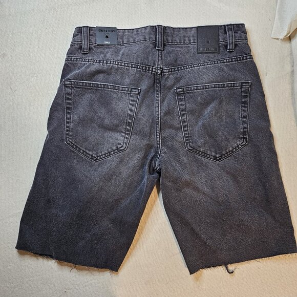 Only & Sons Men's Black Distressed Cut Off Jeans - Size S - Picture 6 of 8